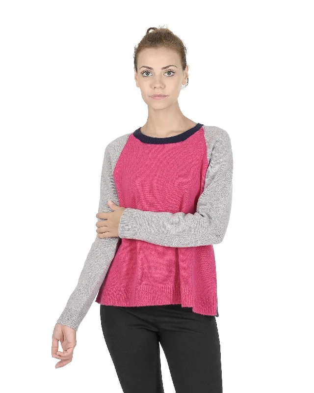 Crown of Edinburgh Cashmere Women's Round Neck Cashmere Sweater in Multicolor - 42 EU