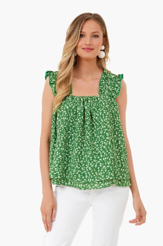 Green Ditsy Floral Taylor Blouse