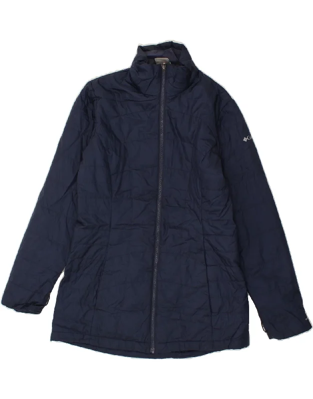 COLUMBIA Womens Padded Jacket UK 14 Medium Navy Blue Polyester