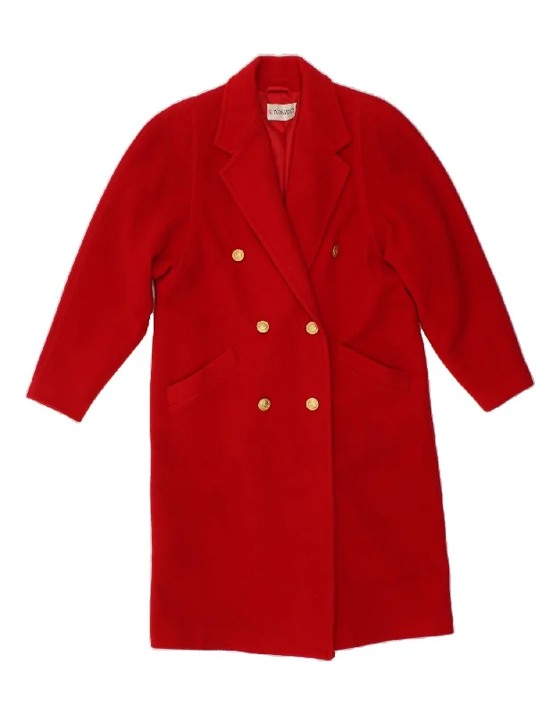 WINDSMOOR Womens Double Breasted Coat UK 12 Mediium Red Wool