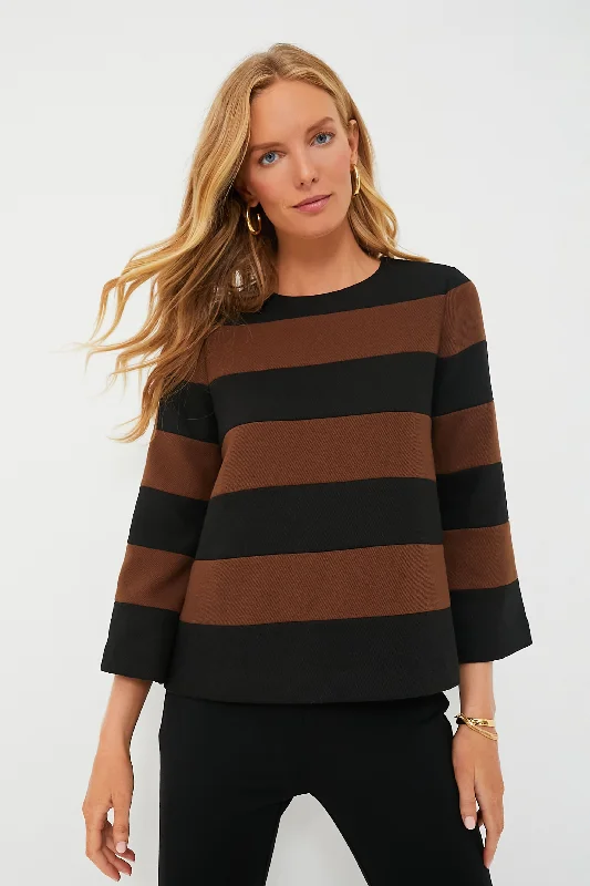 Black and Brown Striped Mia Blouse